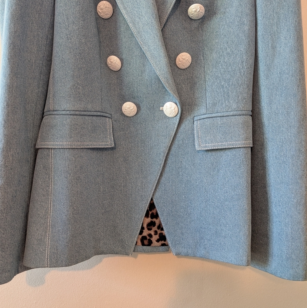 Veronica Beard Miller Dickey Jacket Denim Chambray Blue Size 0 - Picture 5 of 11